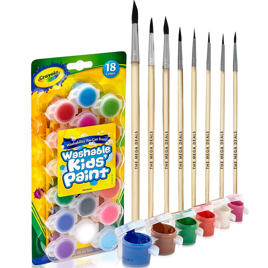 Kids Painting Set Washable Paint for Kids 18 Paint Pots 6 Paintbrushes Ultiamte Washable Painting Set for Kids Art Crafts