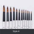 12pcs Nylon Hair Wooden Handle Paint Brush Set