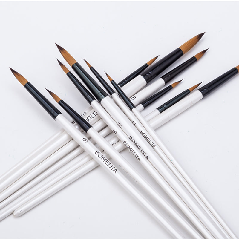 12pcs Nylon Hair Wooden Handle Paint Brush Set